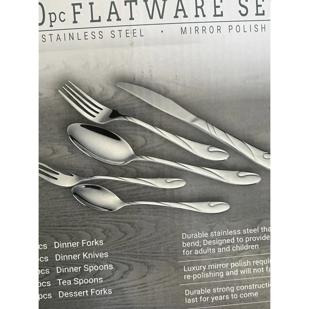 Vintage Hampton 20 Piece Flatware Set Stainless Steel Mirror Polish HN-20208 NEW
